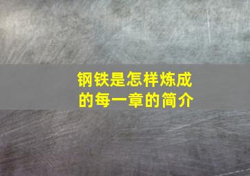 钢铁是怎样炼成 的每一章的简介